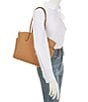Color:Pale Peanut - Image 4 - Marilyn Medium Saffiano Leather Top Zip Logo Charm Tote Bag