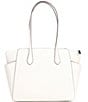 Color:Optic White - Image 2 - Silver Hardware Marilyn Medium Saffiano Leather Top Zip Tote Bag