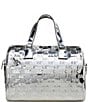 Michael Kors Mason Logo Embossed Metallic Satchel Bag, Color:Silver - Image 1