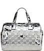 Michael Kors Mason Logo Embossed Metallic Satchel Bag, Color:Silver - Image 2