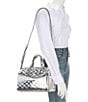 Michael Kors Mason Logo Embossed Metallic Satchel Bag, Color:Silver - Image 4