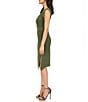 Michael Kors MICHAEL Michael Kors Matte Jersey Studded Crew Neck Sleeveless Asymmetrical Hemline Sheath Dress, Color:Jade - Image 3