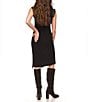 Color:Black - Image 2 - MICHAEL Michael Kors Matte Jersey Studded Crew Neck Sleeveless Asymmetrical Hemline Sheath Dress