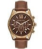 Michael Kors Men's Lexington Quartz Chronograph Leather Strap Watch - Image 5