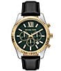 Michael Kors Men's Lexington Quartz Chronograph Leather Strap Watch - Image 1