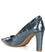 Color:Navy - Image 3 - Milly Flex Crocodile Embossed Leather Pumps