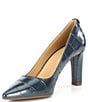 Color:Navy - Image 4 - Milly Flex Crocodile Embossed Leather Pumps