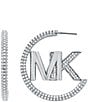 Color:Silver - Image 1 - MK Metallic Muse Silver-Tone Brass Hoop Earrings