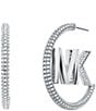 Color:Silver - Image 2 - MK Metallic Muse Silver-Tone Brass Hoop Earrings