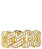 Color:Gold - Image 1 - MK Statement Link Frozen Pav Curb Chain Band Ring