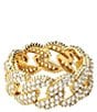 Color:Gold - Image 2 - MK Statement Link Frozen Pav Curb Chain Band Ring