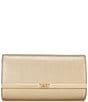 Color:Pale Gold - Image 1 - Mona Large Metallic Leather Clutch