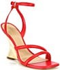 Color:Lacquer Red - Image 1 - Nadina Leather Metallic Sculptural Wedge Sandals