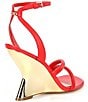 Color:Lacquer Red - Image 2 - Nadina Leather Metallic Sculptural Wedge Sandals