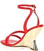 Color:Lacquer Red - Image 3 - Nadina Leather Metallic Sculptural Wedge Sandals