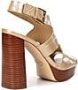 Color:Camel - Image 2 - Noelle Crocodile Embossed Glimmer Leather Platform Sandals