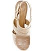 Color:Camel - Image 5 - Noelle Crocodile Embossed Glimmer Leather Platform Sandals