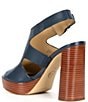 Color:Navy - Image 3 - Noelle Leather Platform Peep Toe Sandals