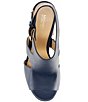 Color:Navy - Image 5 - Noelle Leather Platform Peep Toe Sandals