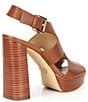 Color:Luggage - Image 2 - Noelle Leather Platform Sandals