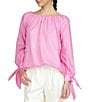Color:Bouquet - Image 1 - On/Off-The-Shoulder Long Sleeve Tie Cuff Blouse