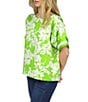 Color:Green Apple - Image 3 - Palm Print Boat Neckline Short Sleeve Top