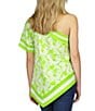 Color:Green Apple - Image 2 - Palm Print One Shoulder Sleeveless Blouse