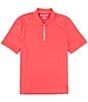 Color:Sea Coral - Image 1 - Performance Stretch Stripe Quarter-Zip Short Sleeve Polo Shirt
