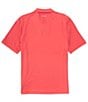 Color:Sea Coral - Image 2 - Performance Stretch Stripe Quarter-Zip Short Sleeve Polo Shirt