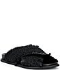 Michael Kors Peyton Woven Raffia Fringed Cross Band Flat Slide Sandals - Image 1