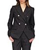 Michael Kors Metallic Pinstripe Double-Breasted Blazer, Color:Black/Silver - Image 1