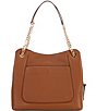 Color:Luggage - Image 2 - Piper Large Chain Leather Shoulder Tote Bag
