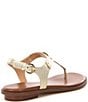 Color:Pale Gold - Image 2 - Plate Textured Leather Thong T-Strap Sandals