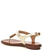 Color:Pale Gold - Image 3 - Plate Textured Leather Thong T-Strap Sandals