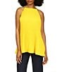 Color:Bright Dandelion - Image 1 - Pleated Halter Neckline Sleeveless Top