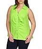 Color:Green Apple - Image 1 - Plus Size Collar Halter Neckline Sleeveless Top