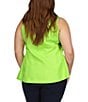 Color:Green Apple - Image 2 - Plus Size Collar Halter Neckline Sleeveless Top
