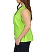 Color:Green Apple - Image 3 - Plus Size Collar Halter Neckline Sleeveless Top