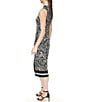 Color:Black/White - Image 3 - Printed Crew Neckline Sleeveless Midi Dress
