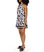 Michael Kors Printed Criss Cross Halter Neck Sleeveless Dress, Color:Black/White - Image 3