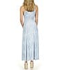 Color:Chambray - Image 2 - Printed Stretch Matte Jersey Scoop Neck Sleeveless Maxi Fit and Flare Dress