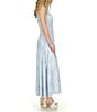 Color:Chambray - Image 4 - Printed Stretch Matte Jersey Scoop Neck Sleeveless Maxi Fit and Flare Dress