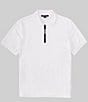 Color:White - Image 1 - Quarter-Zip Short Sleeve Polo Shirt