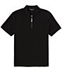 Color:Black - Image 1 - Quarter-Zip Short Sleeve Polo Shirt