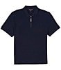 Color:Midnight - Image 1 - Quarter-Zip Short Sleeve Polo Shirt