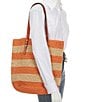 Michael Kors Quinn Large Crochet Straw Tote Bag, Color:Orange Punch - Image 4