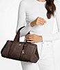 Michael Kors Romee Suede Small East-West Satchel Bag, Color:Chocolate - Image 3