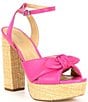 Color:Cerise - Image 1 - Sadie Leather Bow Platform Sandals