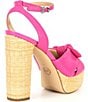 Color:Cerise - Image 2 - Sadie Leather Bow Platform Sandals