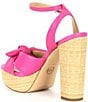 Color:Cerise - Image 3 - Sadie Leather Bow Platform Sandals
